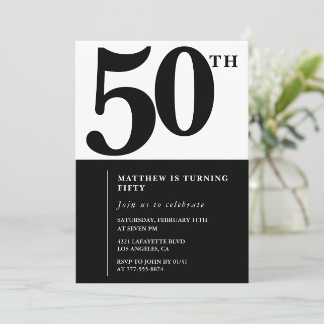Elegante Moda de invitaciones por 50 años Simple (Anverso de pie)
