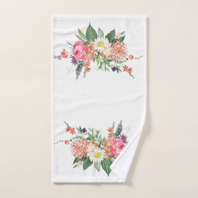 Elegante Moda de Monograma Floral colorida (Toalla de mano)