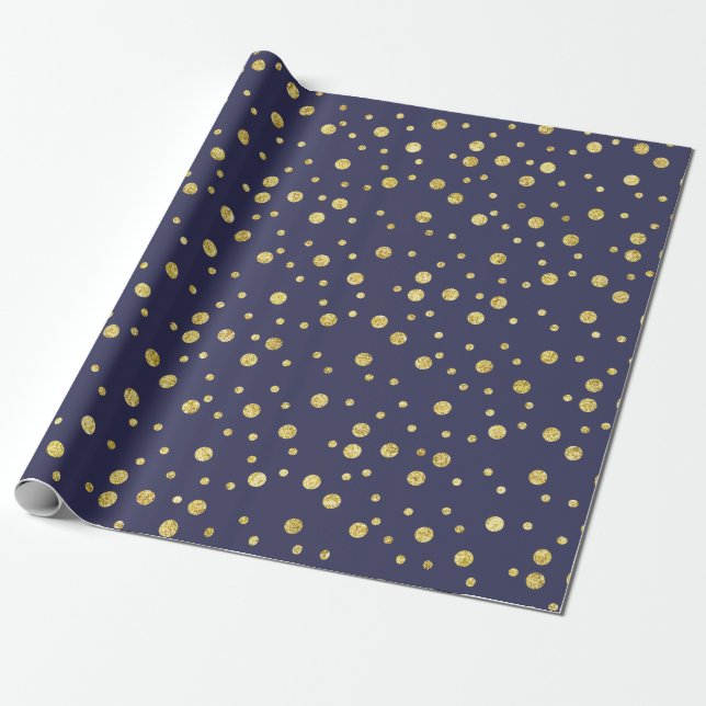 Elegante Moda dorada azul de la Marina Papel envue (Desenrollado)