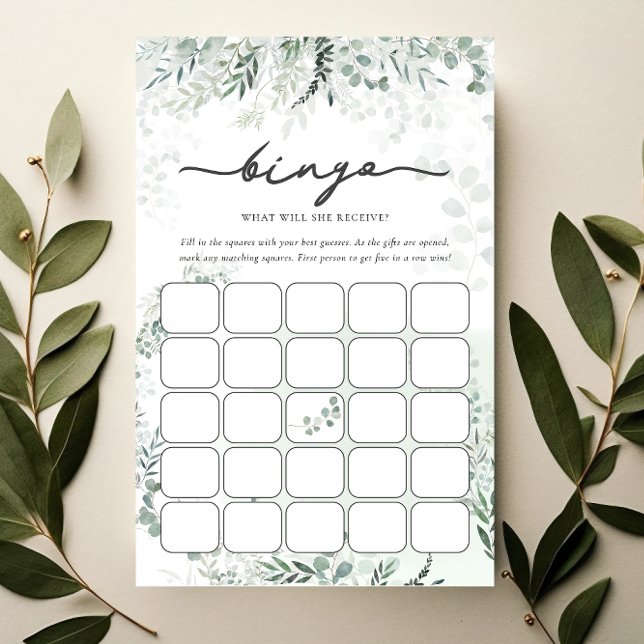 Elegante Moda Eucalyptus Tarjeta de Juego de Bingo (Subido por el creador)