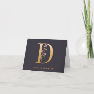 Elegante Moda floral D monograma dorado personaliz