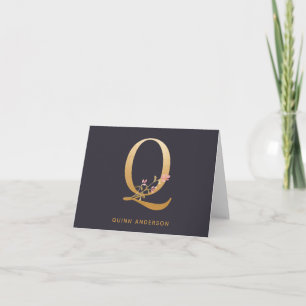 Elegante Moda floral de oro Q monograma personaliz