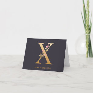 Elegante Moda floral de oro X monograma personaliz