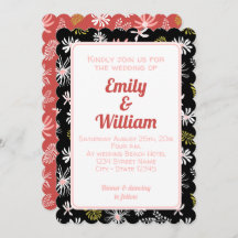 Elegante moda floral negro - Invitación a la boda