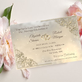 Elegante Moda Gold Hearts Invitación a la boda