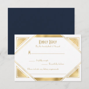 Elegante moda Gran Gatsby Art Deco Tarjeta RSVP