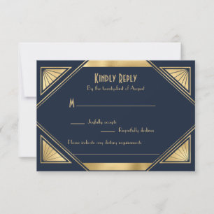 Elegante moda Gran Gatsby Art Deco Tarjeta RSVP