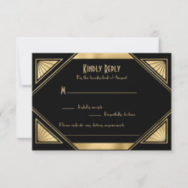 Elegante moda Gran Gatsby Art Deco Tarjeta RSVP