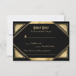 Elegante moda Gran Gatsby Art Deco Tarjeta RSVP