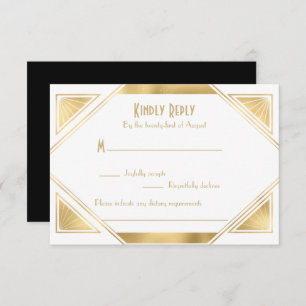 Elegante moda Gran Gatsby Art Deco Tarjeta RSVP