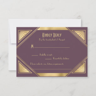 Elegante moda Gran Gatsby Art Deco Tarjeta RSVP