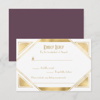 Elegante moda Gran Tarjeta RSVP Art Deco