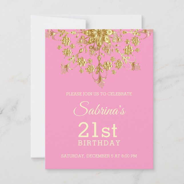 Elegante Moda Invitación de cumpleaños de oro (Anverso)