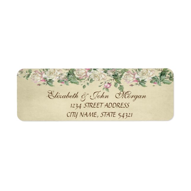 Elegante Moda Lujo - Rosas Etiqueta de dirección (Frente)