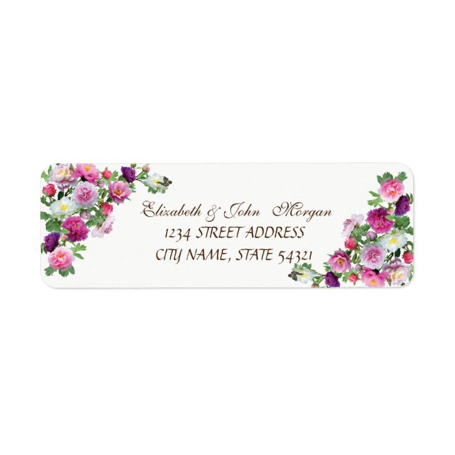 Elegante Moda Lujo - Rosas Etiqueta de dirección (Frente)