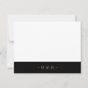 Elegante Moda Monograma Oro Tarjeta de Nota Boda N