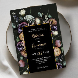 Elegante moda moody florals invitación a la boda