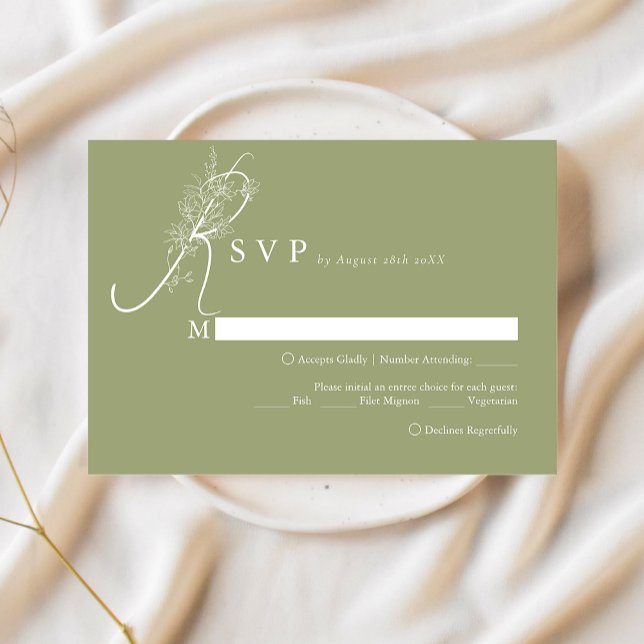 Elegante Moda Moss Menú Floral Elección Boda Rsvp (Subido por el creador)