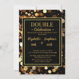 Elegante Moda negra Invitación de dos cumpleaños a