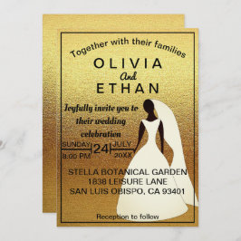 Elegante moda negro y oro Invitación a la boda