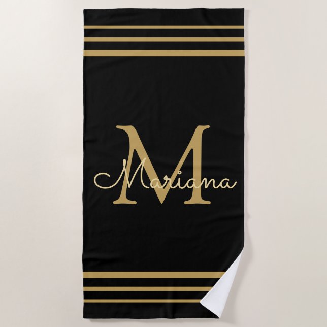 elegante moda personalizada de oro negro toalla de (Anverso)