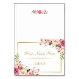 Elegante Moda Pink Floral Boda Tarjeta Place