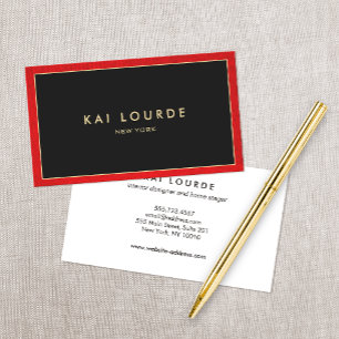 Elegante Moda Red Black Designer - Tarjeta de pres