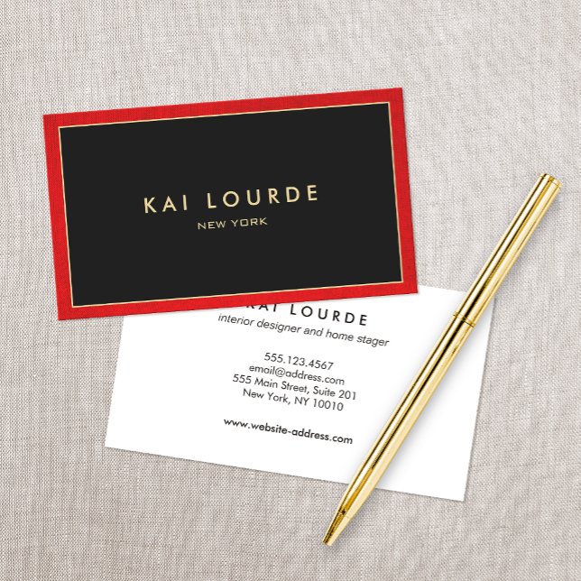 Elegante Moda Red Black Designer - Tarjeta de pres (Subido por el creador)