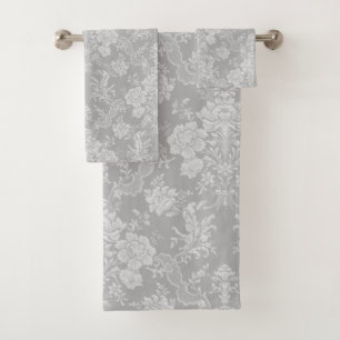 Elegante Moda romántica Damasco floral gris
