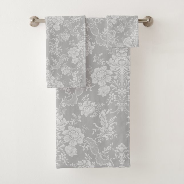 Elegante Moda romántica floral Damasco-gris (In situ)