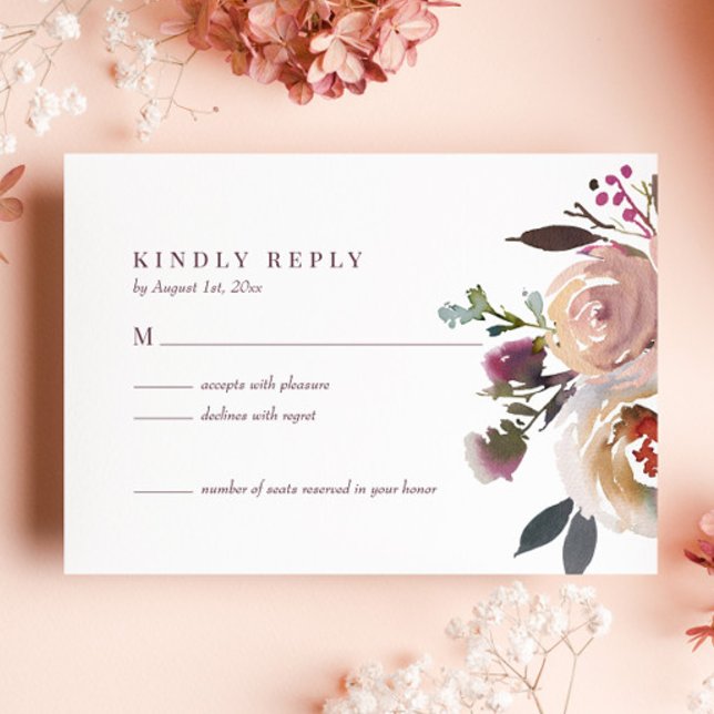 Elegante Moda Romántica Rosa Boda RSVP Tarjeta (Subido por el creador)