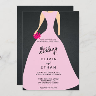 Elegante moda rosa vestido de novia Invitación a l