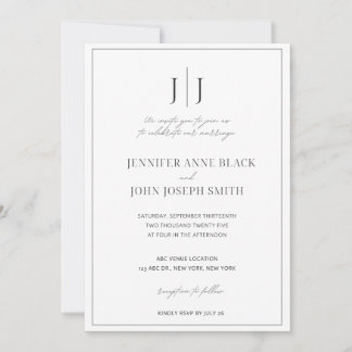 Elegante Moda simple Invitación a la boda blanca y