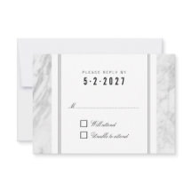 Elegante Moda Tarjeta RSVP de Boda de Mármol Gris