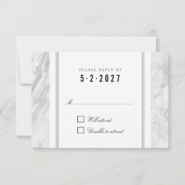 Elegante Moda Tarjeta RSVP de Boda de Mármol Gris