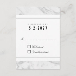 Elegante Moda Tarjeta RSVP de Boda de Mármol Gris