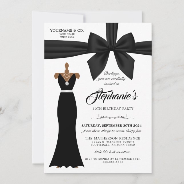 Elegante Moda Tiffany Invitación de cumpleaños Neg (Anverso)