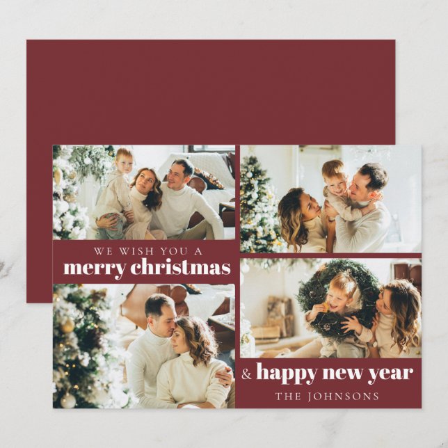 Elegante moderno 4 tarjetas de vacaciones rojas pa (Anverso / Reverso)