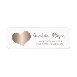 Elegante Moderno, Corazón de Oro Rosa, Etiqueta de