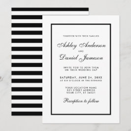 Elegante Moderno Invitación a la Boda Blanca Negra