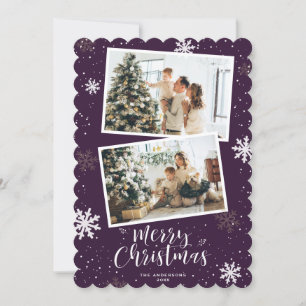 Elegante moderno morado Feliz Navidad 2 Foto