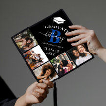 Elegante Monograma 5 Foto Graduación Topper