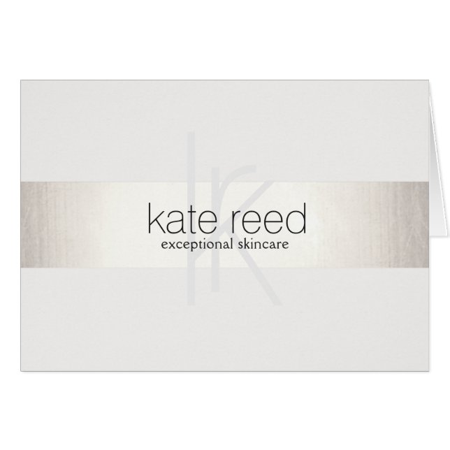 Elegante Monograma Blanco Moderno FAUX Plata Rayad (Anverso (Horizontal))