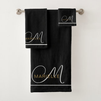Elegante Monograma Blanco Script Nombre de oro ini