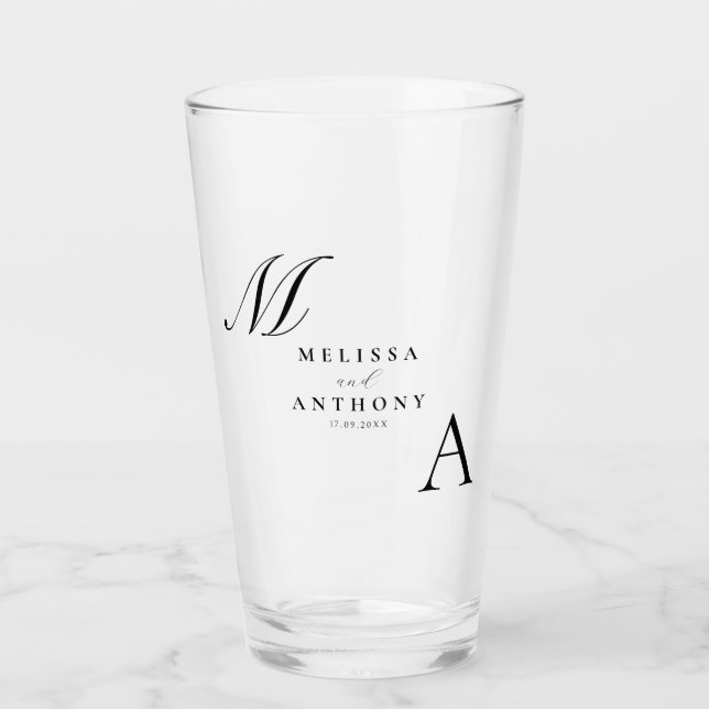 Elegante Monograma Boda Minimalista moderno (Anverso)