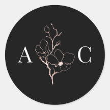 Elegante Monograma Boda negro Sellos para sobres