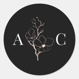 Elegante Monograma Boda negro Sellos para sobres