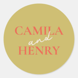 Elegante Monograma Boda Pegatina redondo clásico