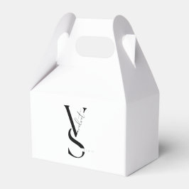 Elegante Monograma Caja de Favor Blanco y Negro