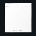 Elegante Monograma Clásico Bloc de notas Blanco Ne<br><div class="desc">Añada fácilmente su monograma personalizado inicial y nombre a este elegante bloc de notas en blanco y negro.</div>